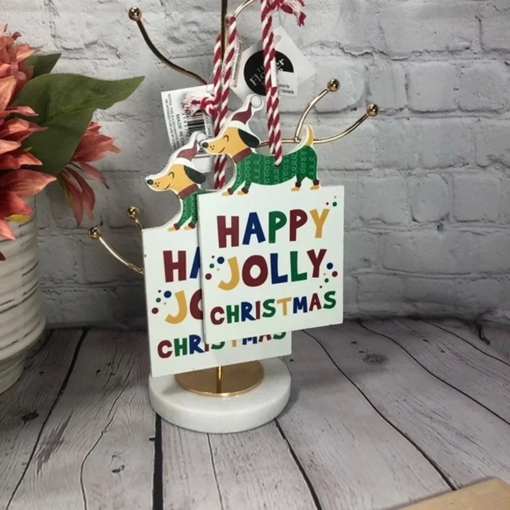 Wooden dachshund Christmas ornaments